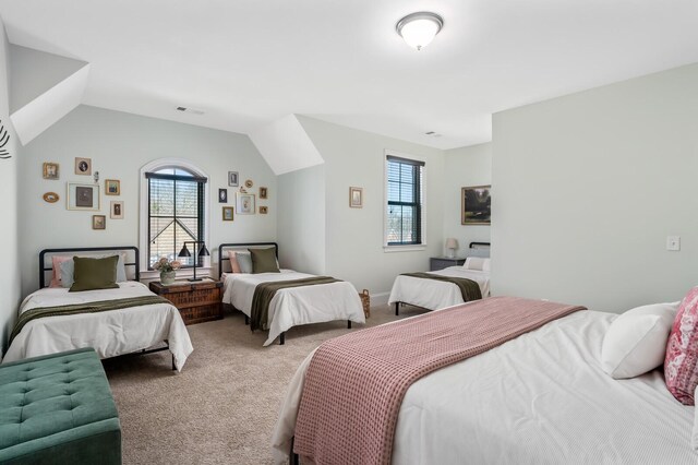 4029 Kings Camp Pass, Arrington, TN 37014 - bedroom featuring carpet floors, multiple windows, and lofted ceiling