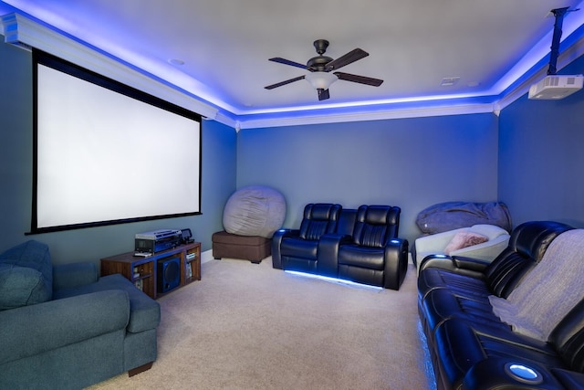 4029 Kings Camp Pass, Arrington, TN 37014 - home theater featuring ceiling fan and carpet flooring