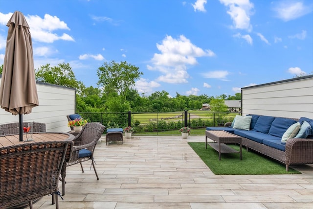 view of patio featuring an outdoor living space