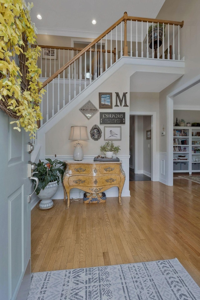 2105 Chels Way, Old Hickory, TN 37138 - entrance foyer with recessed lighting, crown molding, a high ceiling, and stairs