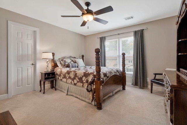 2105 Chels Way, Old Hickory, TN 37138 - bedroom with baseboards, ceiling fan, light carpet, and visible vents