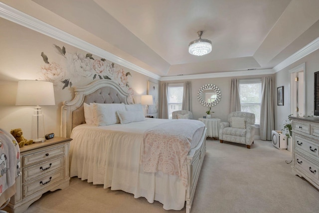 2105 Chels Way, Old Hickory, TN 37138 - bedroom featuring light colored carpet, a raised ceiling, and ornamental molding