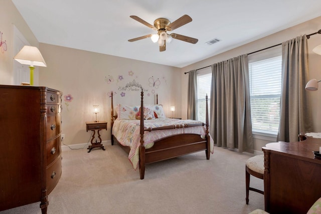 2105 Chels Way, Old Hickory, TN 37138 - bedroom with light colored carpet, baseboards, a ceiling fan, and visible vents