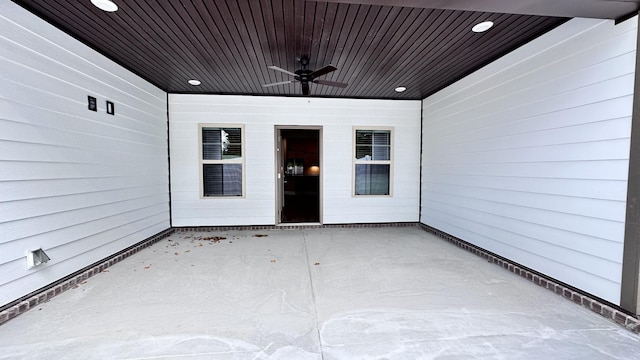 view of patio / terrace featuring ceiling fan