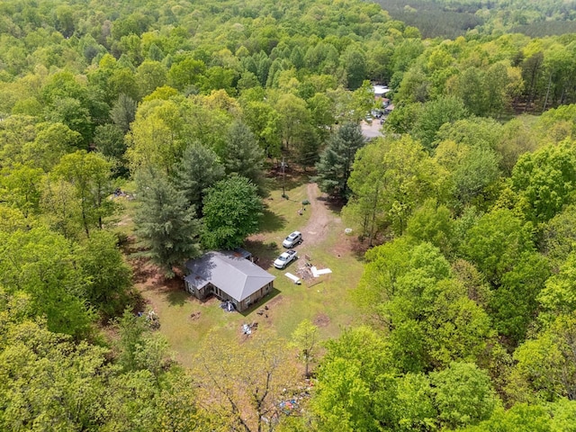 aerial view featuring a forest view