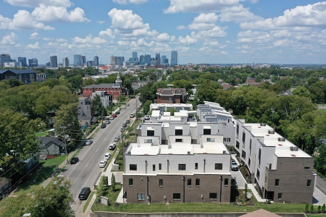 drone / aerial view with a view of city