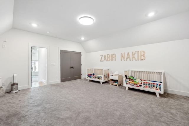 5734 Willoughby Way, Murfreesboro, TN 37129 - carpeted bedroom with baseboards, recessed lighting, and vaulted ceiling