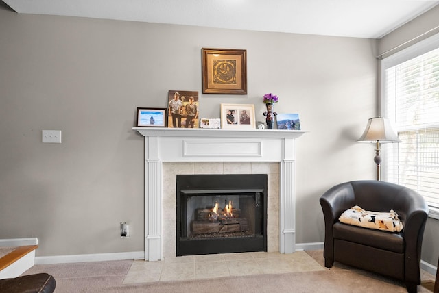3144 Holly Pt, Clarksville, TN 37043 - interior space featuring carpet flooring, baseboards, and a tile fireplace