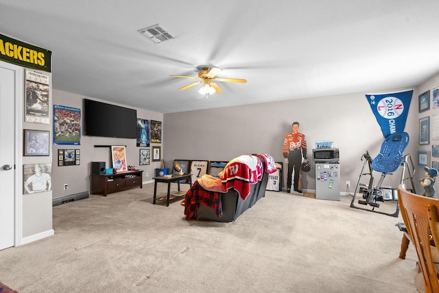 3144 Holly Pt, Clarksville, TN 37043 - game room featuring baseboards, ceiling fan, visible vents, and carpet