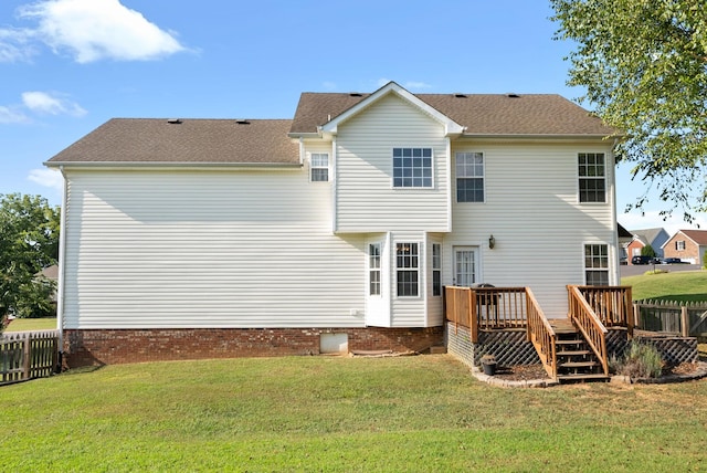 3144 Holly Pt, Clarksville, TN 37043 - back of house with a yard, a deck, a shingled roof, and fence
