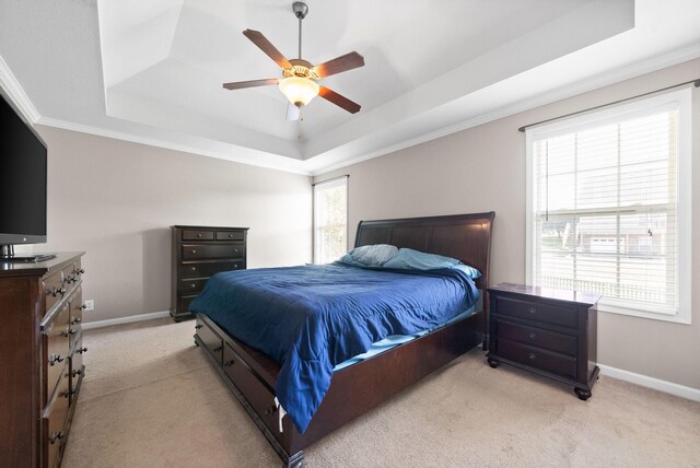 3144 Holly Pt, Clarksville, TN 37043 - bedroom featuring a tray ceiling, light carpet, and baseboards