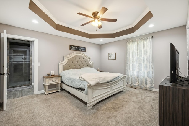 855 Sneed Blvd, Lafayette, TN 37083 - carpeted bedroom with crown molding, a raised ceiling, baseboards, and recessed lighting