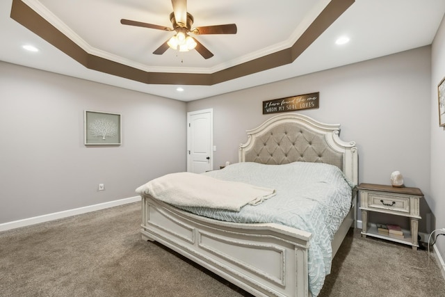 855 Sneed Blvd, Lafayette, TN 37083 - bedroom featuring a tray ceiling, ornamental molding, carpet, and recessed lighting