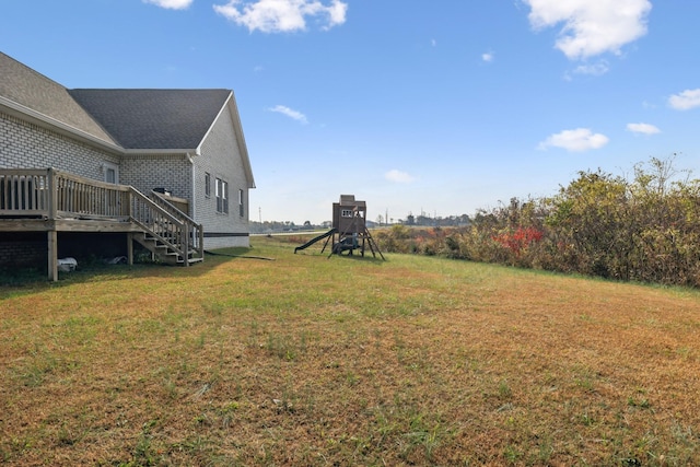 855 Sneed Blvd, Lafayette, TN 37083 - view of yard featuring stairway and a wooden deck