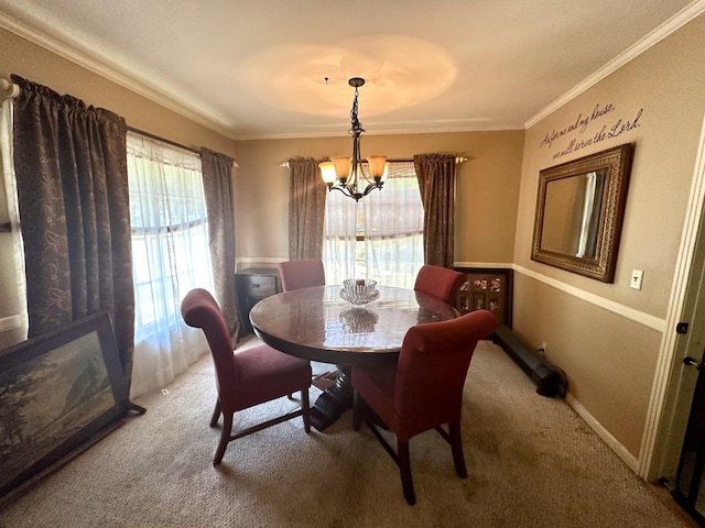 2311 Center Point Rd, Hendersonville, TN 37075 - carpeted dining area featuring a chandelier, plenty of natural light, ornamental molding, and a fireplace