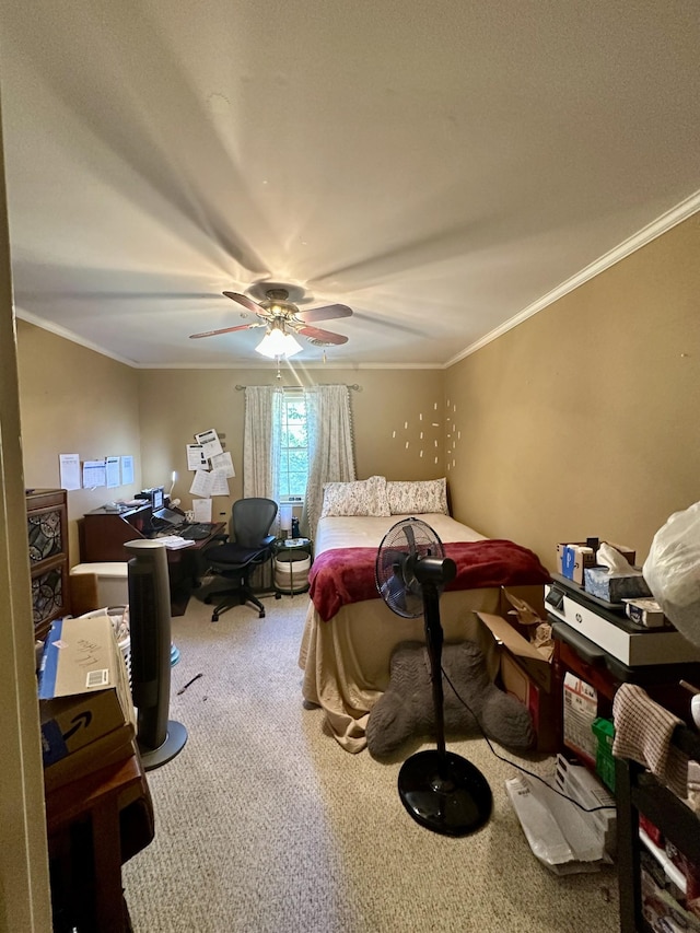 2311 Center Point Rd, Hendersonville, TN 37075 - bedroom with carpet flooring, crown molding, a desk, and a ceiling fan
