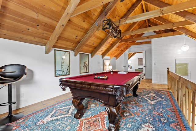 1708 Sugar Ridge Rd, Spring Hill, TN 37174 - rec room featuring wooden ceiling, wood finished floors, baseboards, and billiards