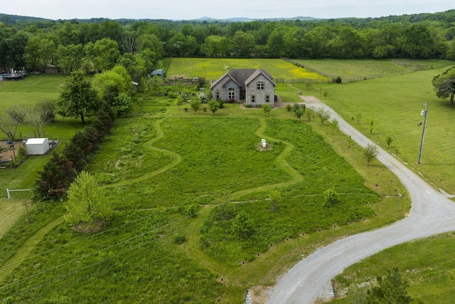 aerial view featuring a rural view