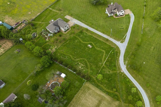aerial view with a rural view