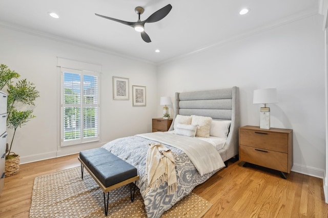 1207 Mullberry Ct, Murfreesboro, TN 37130 - bedroom with crown molding, baseboards, light wood finished floors, and recessed lighting