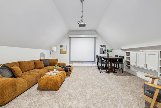 1207 Mullberry Ct, Murfreesboro, TN 37130 - carpeted living area featuring lofted ceiling and baseboards