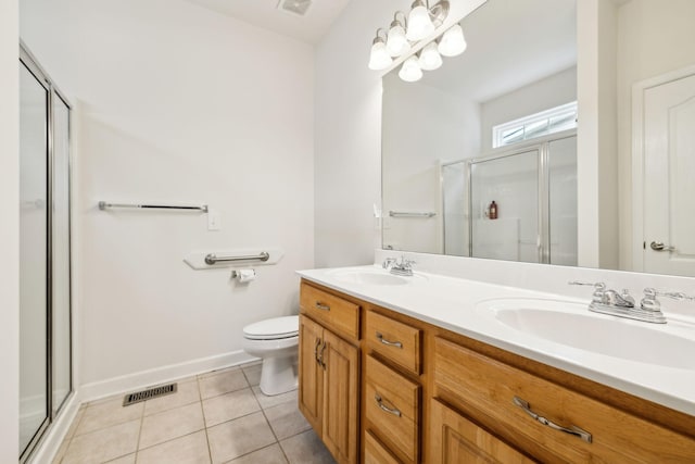 full bath featuring a stall shower, visible vents, and a sink
