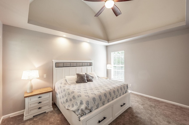 1040 Mansker Farm Blvd, Hendersonville, TN 37075 - bedroom featuring dark colored carpet, lofted ceiling, baseboards, and ceiling fan
