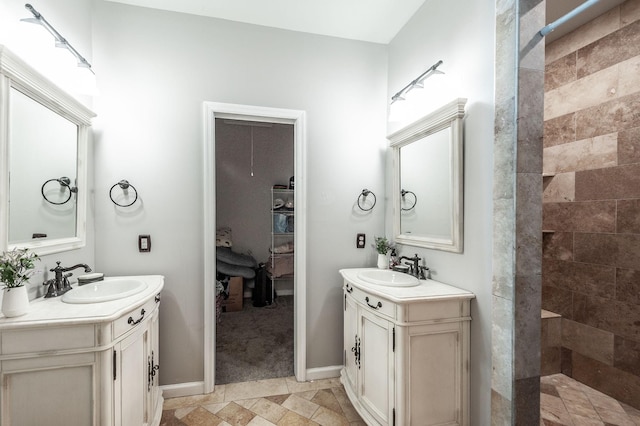 1040 Mansker Farm Blvd, Hendersonville, TN 37075 - full bathroom with two vanities, walk in shower, and baseboards