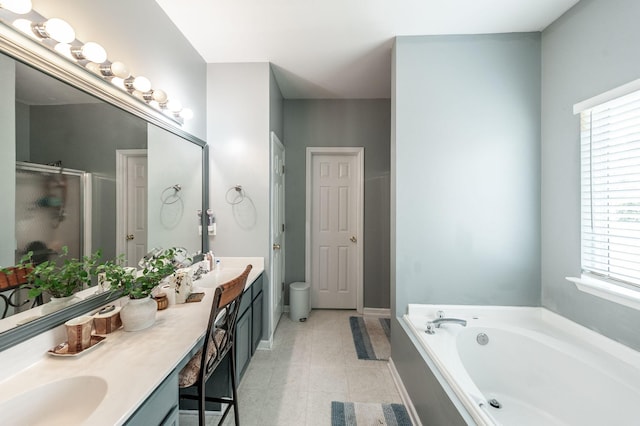 1040 Mansker Farm Blvd, Hendersonville, TN 37075 - full bath featuring double vanity, a bath, a stall shower, and healthy amount of natural light