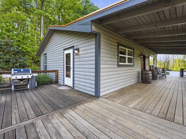 deck with area for grilling