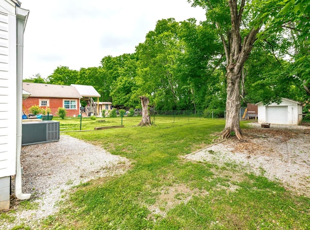 709 Ann Ave, Gallatin, TN 37066 - view of yard featuring central AC, an outdoor structure, a garage, and fence