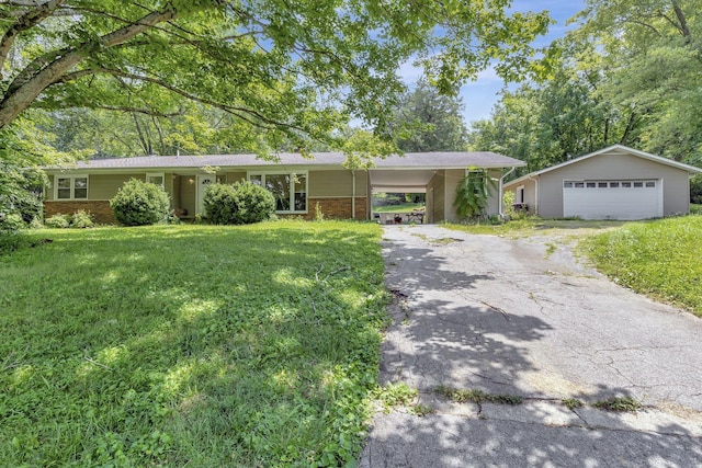 608 Dean Rd, Clarksville, TN 37040 - single story home featuring a garage, a carport, aphalt driveway, a front lawn, and brick siding
