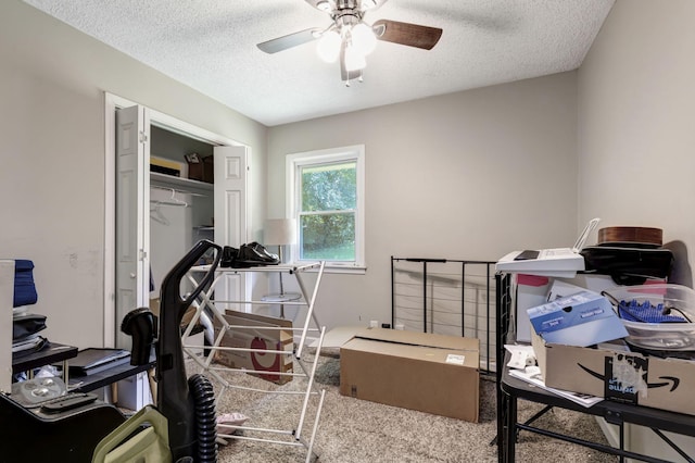 608 Dean Rd, Clarksville, TN 37040 - interior space with ceiling fan, a textured ceiling, and carpet flooring