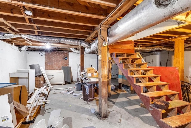 unfinished below grade area with stairs
