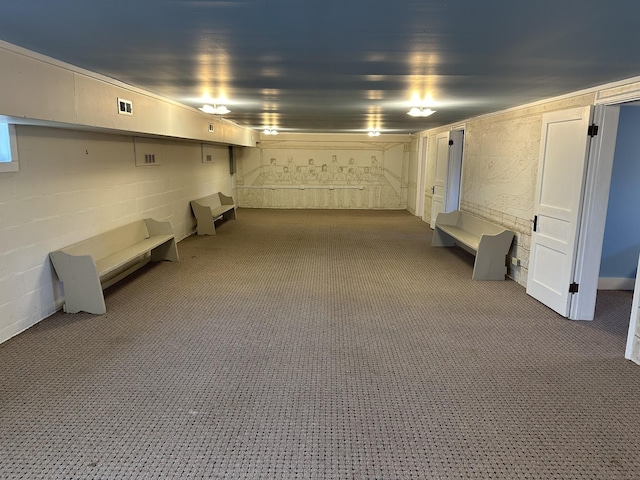 finished below grade area with visible vents