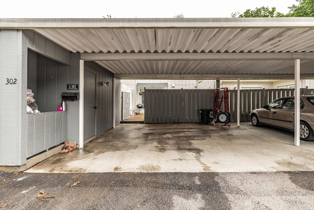 view of covered parking lot
