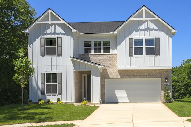 138 W Cassa Way, Mount Juliet, TN 37122 - modern inspired farmhouse featuring board and batten siding, a garage, driveway, and a front yard