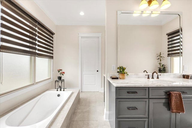 1520 Raulston Falls Rd, Jasper, TN 37347 - bathroom with a wealth of natural light, vanity, recessed lighting, and a bath