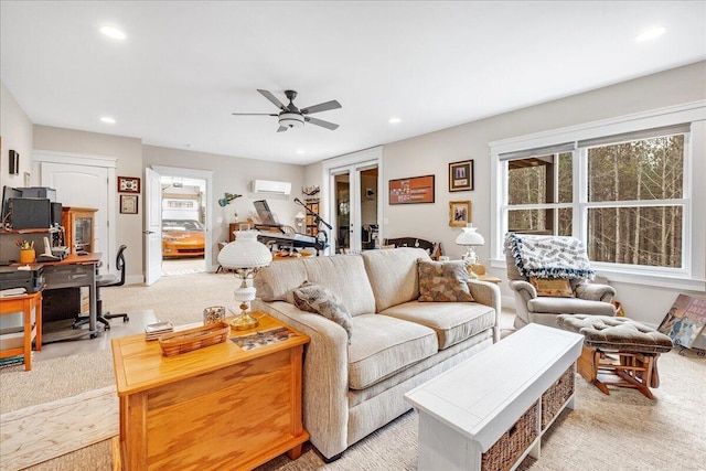 234 Lookout View Dr, Jasper, TN 37347 - living area featuring light carpet, ceiling fan, and recessed lighting