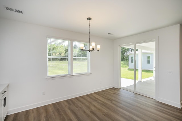 135 W Cassa Way, Mount Juliet, TN 37122 - unfurnished dining area featuring a chandelier, healthy amount of natural light, dark wood finished floors, and baseboards