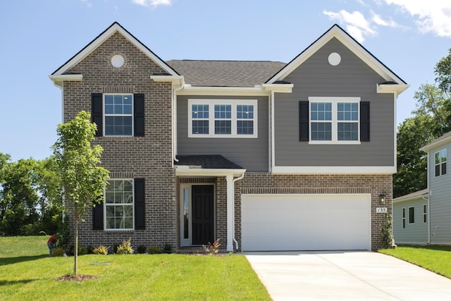 135 W Cassa Way, Mount Juliet, TN 37122 - view of front of home with brick siding, concrete driveway, a front yard, an attached garage, and roof with shingles
