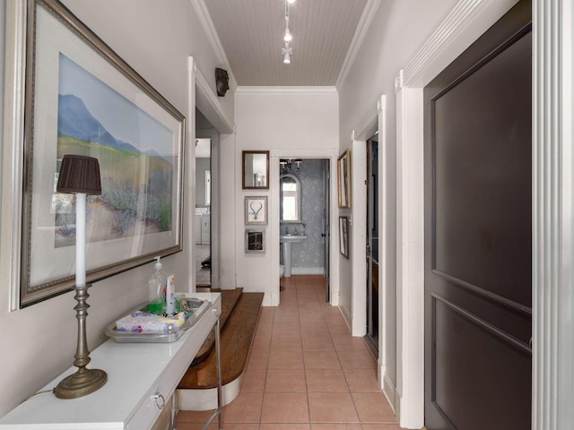 1229 Vintage Pl, Nashville, TN 37215 - hall featuring crown molding and light tile patterned floors