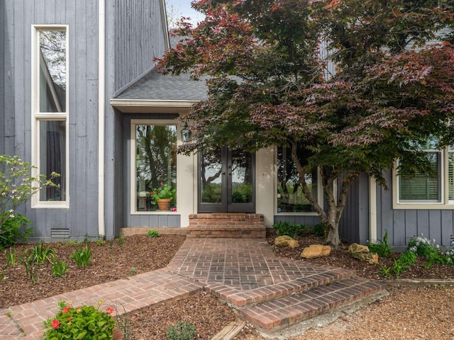 1229 Vintage Pl, Nashville, TN 37215 - entrance to property featuring french doors and roof with shingles