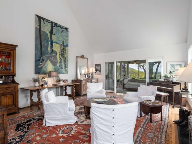 1229 Vintage Pl, Nashville, TN 37215 - living area featuring high vaulted ceiling and wood finished floors