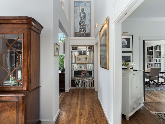 1229 Vintage Pl, Nashville, TN 37215 - hall with dark wood-type flooring, crown molding, and baseboards