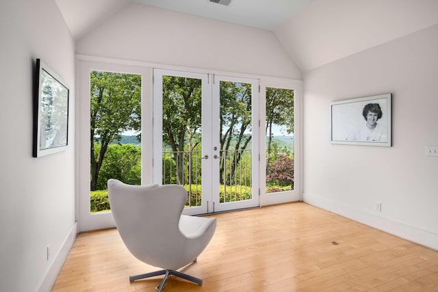 1229 Vintage Pl, Nashville, TN 37215 - sitting room featuring lofted ceiling, wood-type flooring, and baseboards