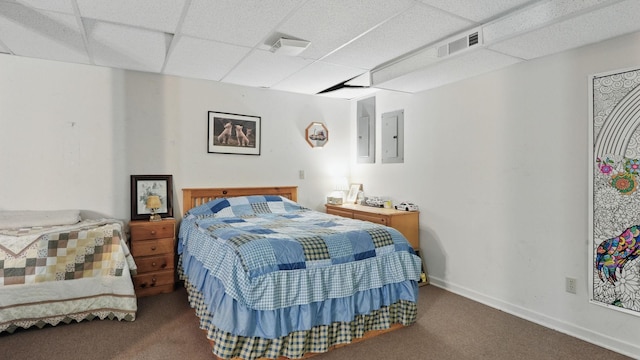 7621 Fernvale Rd, Fairview, TN 37062 - carpeted bedroom with a drop ceiling, electric panel, and baseboards