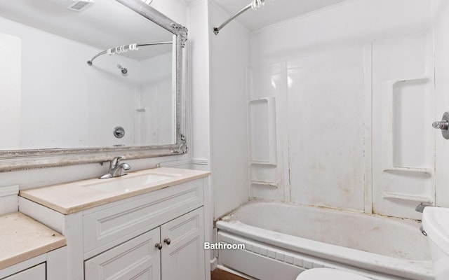 4101 Taft Hwy, Signal Mountain, TN 37377 - full bathroom featuring vanity, toilet, shower / washtub combination, and visible vents