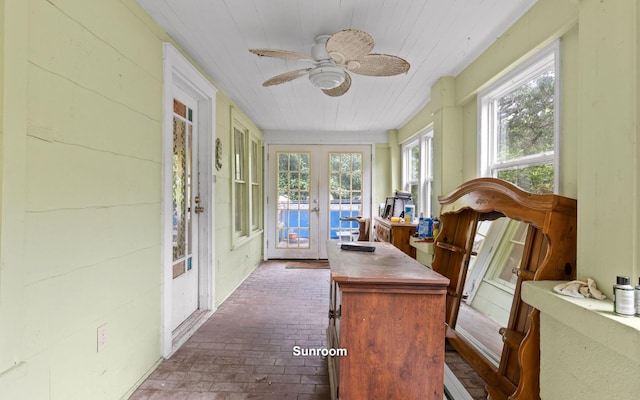 4101 Taft Hwy, Signal Mountain, TN 37377 - sunroom featuring french doors, a healthy amount of sunlight, and brick floor