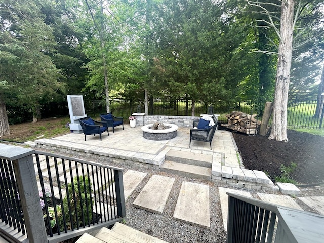 605 Nevins Pl, Nolensville, TN 37135 - view of patio / terrace with an outdoor fire pit and fence